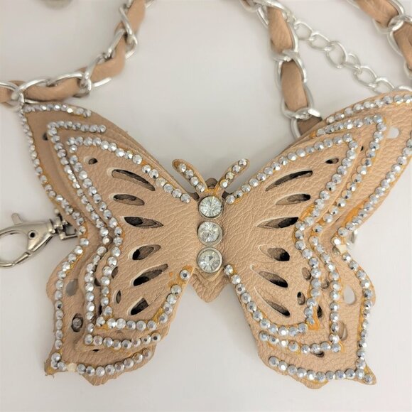 3 Butterfly Chain Belts- Orange Beige- Pink Butterfly Chain Waist Loop Belts - Picture 8 of 15